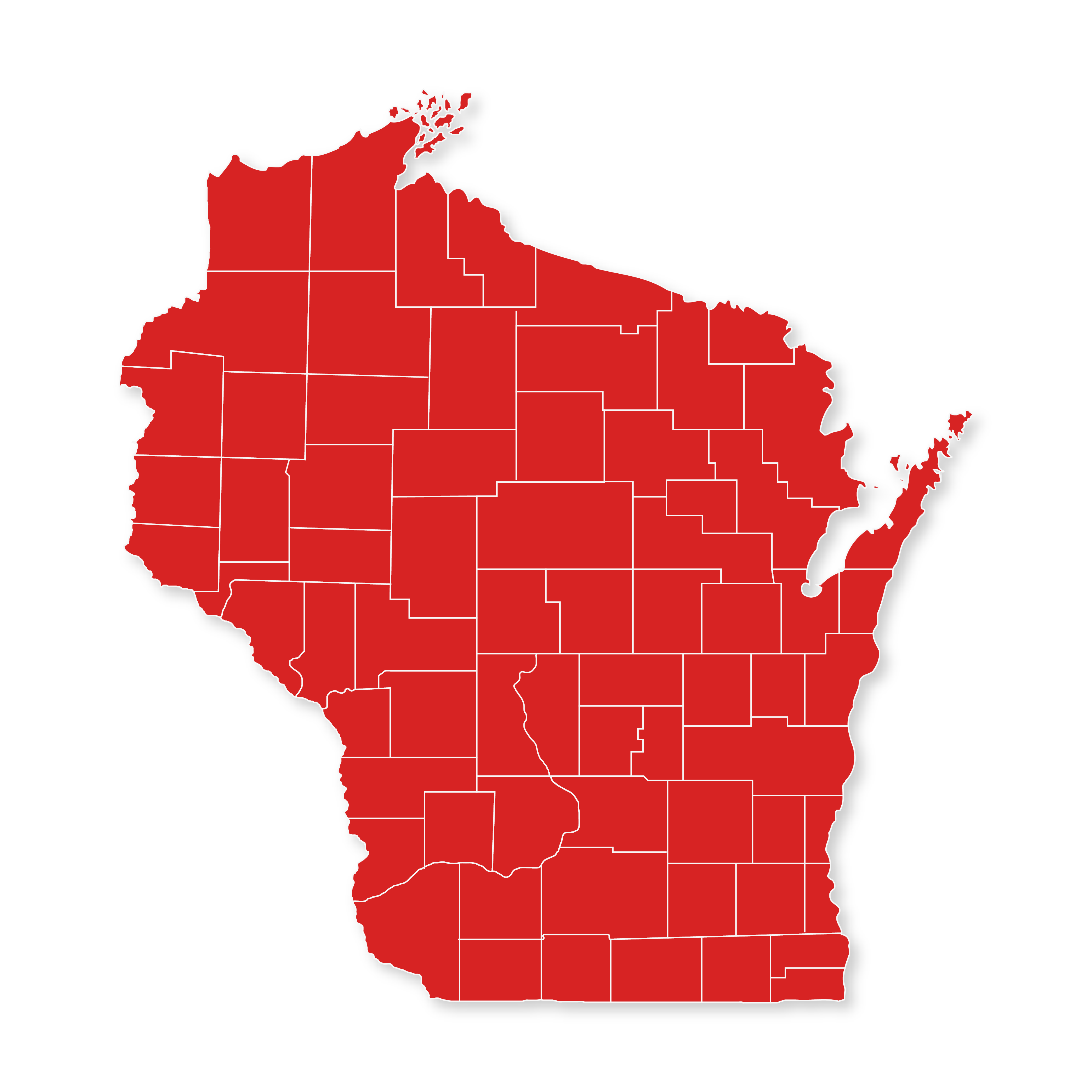 map of the U.S. state of Wisconsin